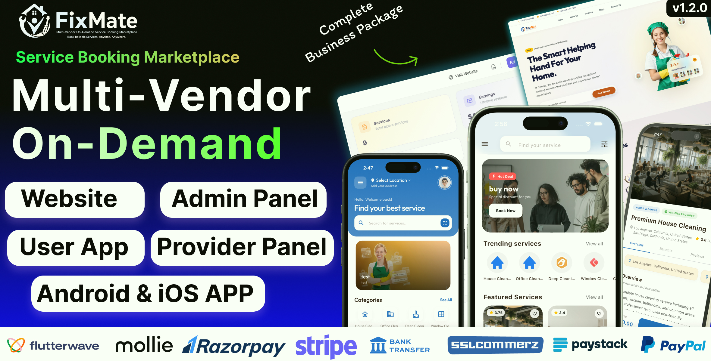 Launch Your On-Demand Empire: FixMate Multi-Vendor Service Marketplace PHP Script & Flutter App
