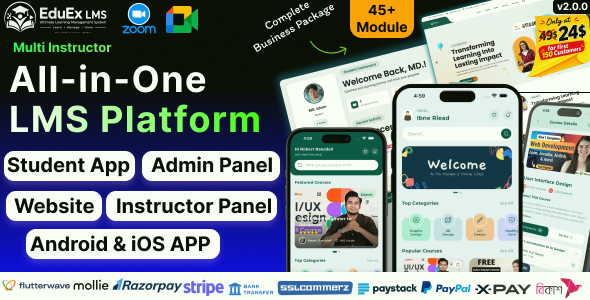 EduEx LMS - Ultimate Learning Management System (LMS) with (Laravel + Flutter Apps)